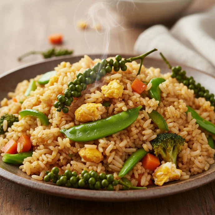 Riz sauté aux légumes et poivre vert de Kampot Description SEO  Découvrez un riz sauté aux légumes et poivre vert de Kampot, une recette simple, rapide et pleine de fraîcheur. Une belle idée pour une cuisine du quotidien plus soignée et parfumée. Mots-clés  riz sauté légumes, recette riz sauté poivre vert, poivre vert de Kampot recette, recette simple poivre de Kampot, cuisine du quotidien raffinée