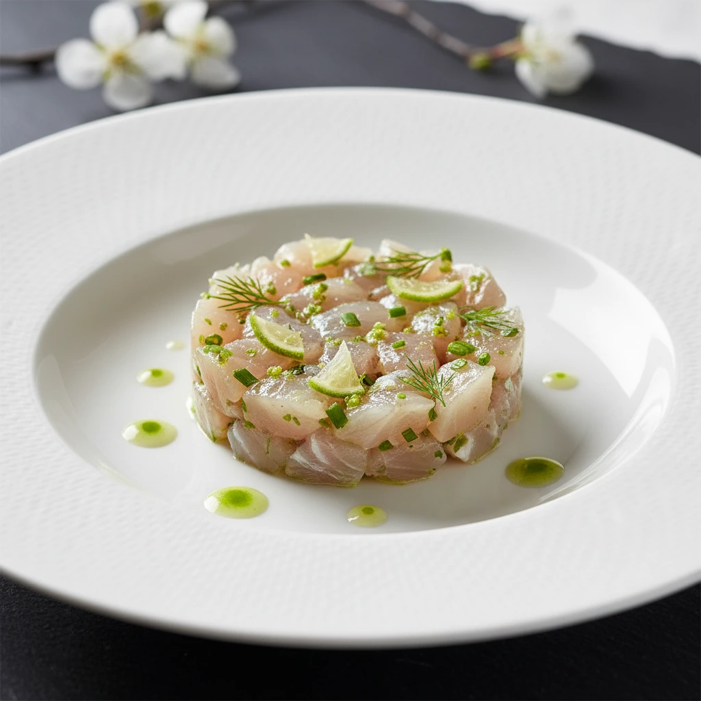 Tartare de dorade au citron vert et poivre vert de Kampot Description SEO  Découvrez un tartare de dorade au citron vert et poivre vert de Kampot, une recette fraîche, nette et moderne. Une entrée raffinée qui met en valeur la vivacité du poisson cru et l’élégance du poivre vert. Mots-clés  tartare de dorade citron vert, recette dorade poivre vert, poivre vert de Kampot recette, entrée raffinée poisson cru, recette fraîche poivre de Kampot